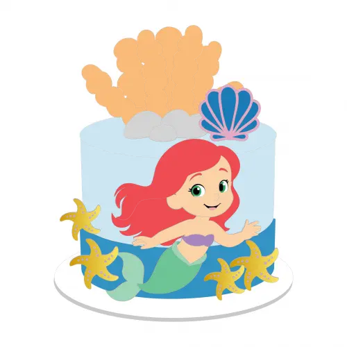 Topo de Bolo Ariel 15 Pequena Sereia Somente Studio