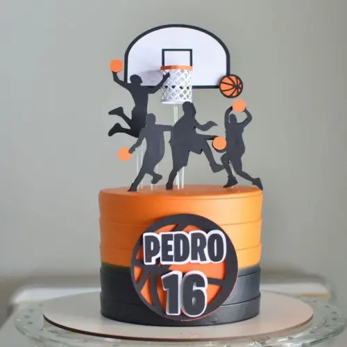 Topo de Bolo Basquete 01 Studio/PDF/PNG