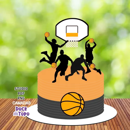 Topo de Bolo Basquete 01 Studio/PDF/PNG