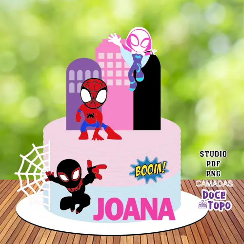 Topo de Bolo Spidey Amazing Friends 03 Studio/PDF/PNG