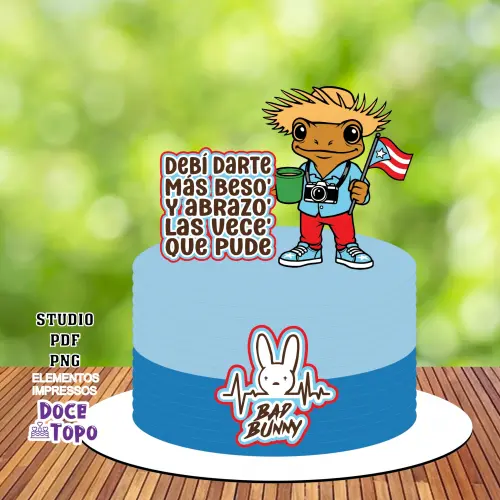 Topo de Bolo Bad Bunny 03 Studio/PDF/PNG