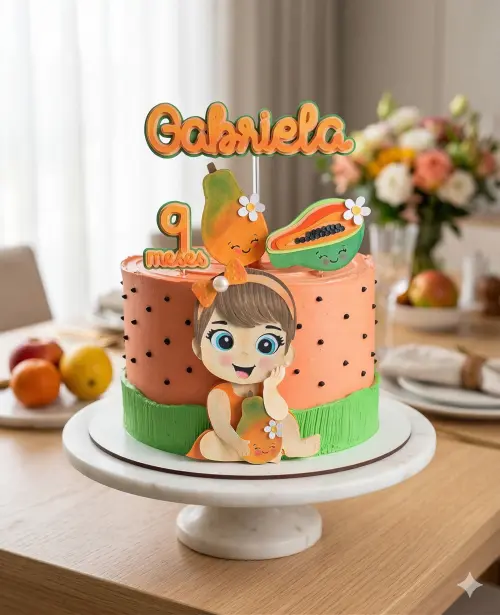 Topo de Bolo Frutinhas - Mamão Studio/PDF/PNG