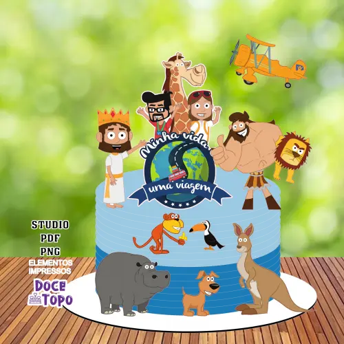 Topo de Bolo Minha Vida é uma Viagem 01 - Studio/PDF/PNG