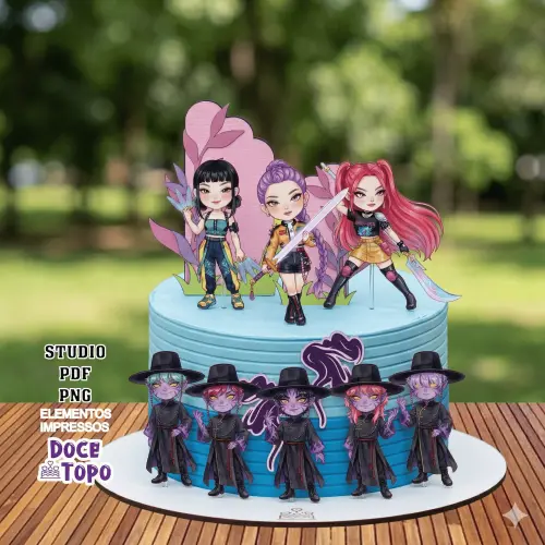 Topo de Bolo Guerreiras do K-Pop 10 Studio/PDF/PNG