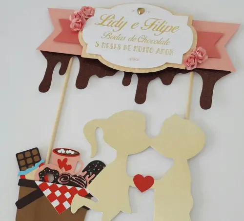 Topo de Bolo Bodas de Chocolate 01 Somente Studio