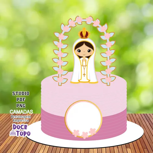 Topo de Bolo Nossa Senhora de Fátima 01 Studio/PDF/PNG