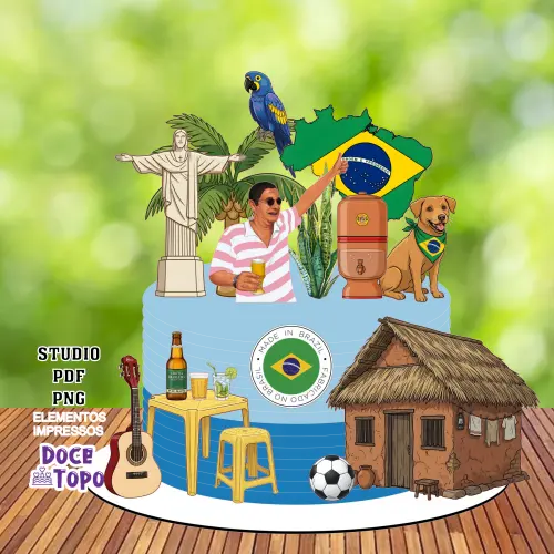 Topo de Bolo Brasilidades 01 Studio/PDF/PNG