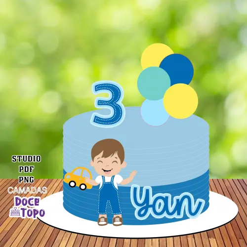 Topo de Bolo Carrinhos 14 Studio/PDF/PNG