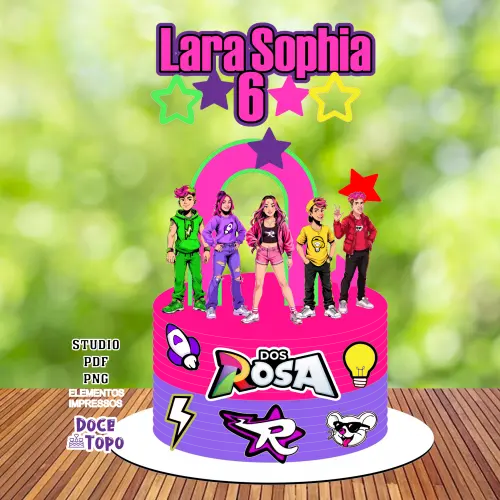 Topo de Bolo Emilly Vick - Dos Rosa 08 Studio/PDF/PNG