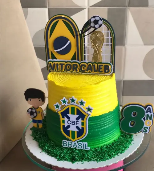 Topo de Bolo Futebol Copa - Brasil 47 Studio/PDF/PNG
