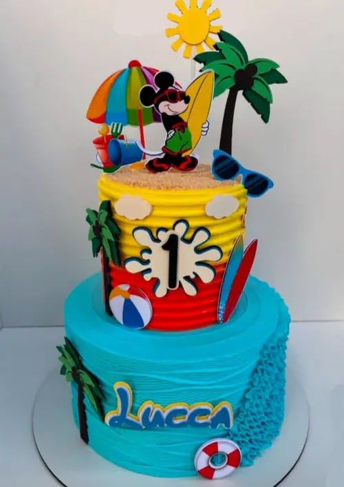 Topo de Bolo Mickey Pool Party 01 Studio/PDF/PNG