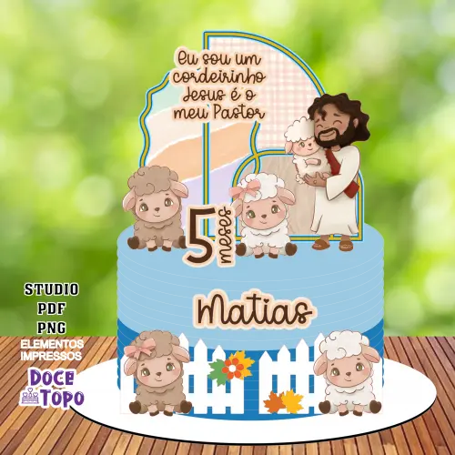 Topo de Bolo Cristão - Cordeirinho 01 Studio/PDF/PNG