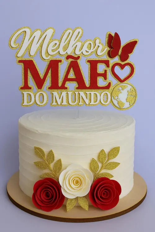 Topo de Bolo Dia das Mães 11 Somente Studio