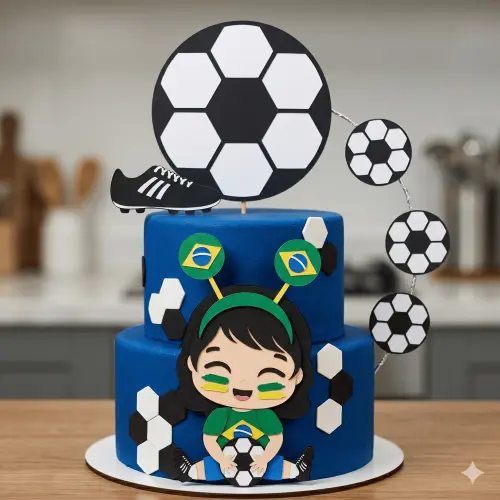 Topo de Bolo Futebol Copa - Brasil 07 Somente Studio