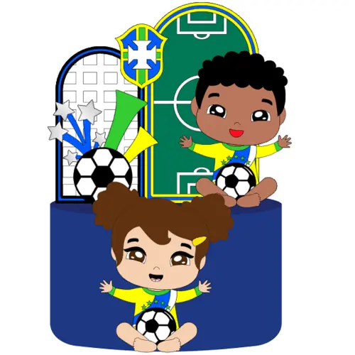 Topo de Bolo Futebol Copa - Brasil 08 Somente Studio