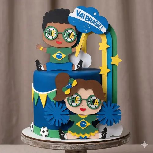 Topo de Bolo Futebol Copa - Brasil 11 Somente Studio