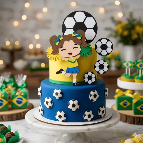 Topo de Bolo Futebol Copa - Brasil 12 Somente Studio