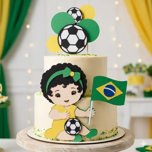 Topo de Bolo Futebol Copa - Brasil 13 Somente Studio