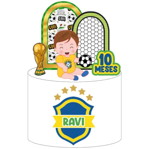 Topo de Bolo Futebol Copa - Brasil 17 Somente Studio