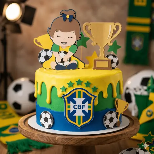 Topo de Bolo Futebol Copa - Brasil 18 Somente Studio