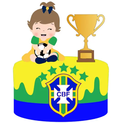 Topo de Bolo Futebol Copa - Brasil 18 Somente Studio