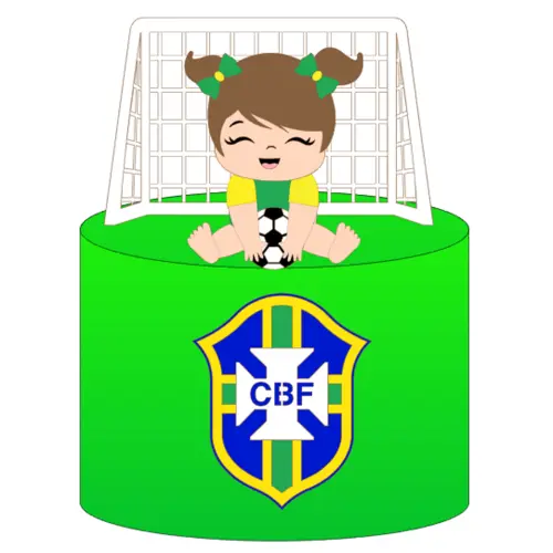 Topo de Bolo Futebol Copa - Brasil 19 Somente Studio