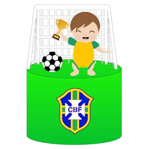 Topo de Bolo Futebol Copa - Brasil 20 Somente Studio