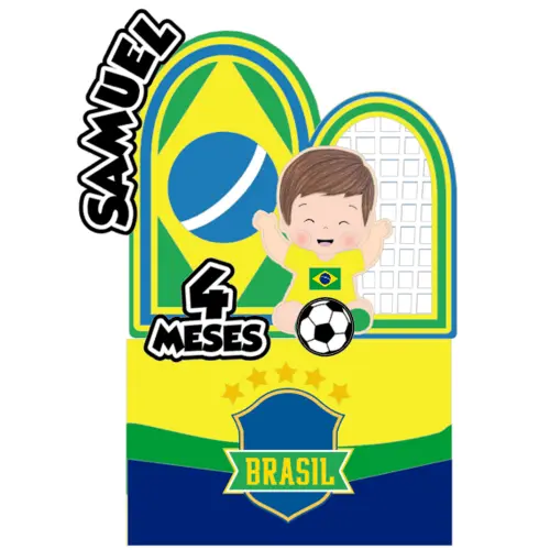 Topo de Bolo Futebol Copa - Brasil 26 Somente Studio