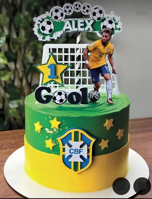 Topo de Bolo Futebol - Brasil 37 Neymar Copa Somente Studio