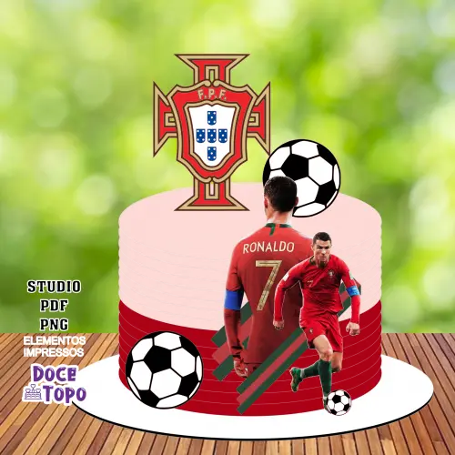 Topo de Bolo CR7 Portugal 02 Studio/PDF/PNG