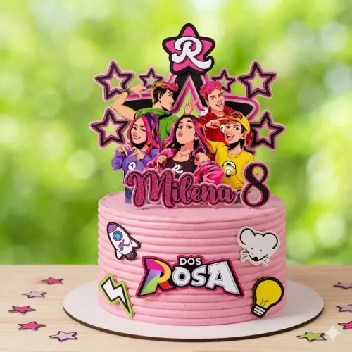 Topo de Bolo Emilly Vick 10 Dos Rosa Studio/PDF/PNG