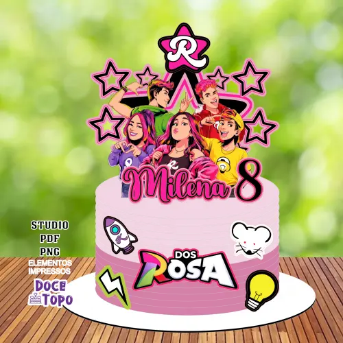 Topo de Bolo Emilly Vick 10 Dos Rosa Studio/PDF/PNG
