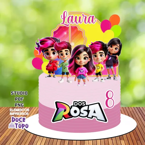 Topo de Bolo Emilly Vick 11 - Dos Rosa Studio/PDF/PNG