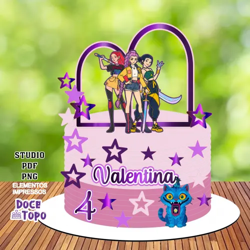 Topo de Bolo Guerreiras do K-Pop 13 Studio/PDF/PNG