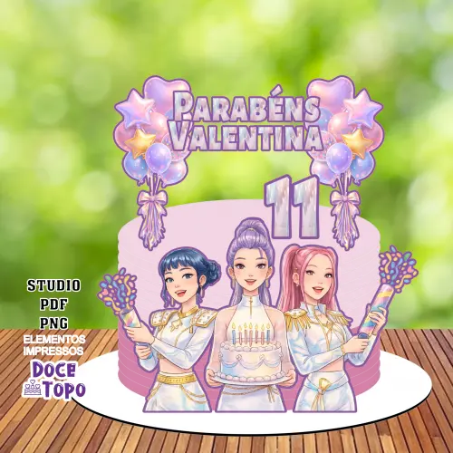 Topo de Bolo Guerreiras do K-Pop 14 Studio/PDF/PNG