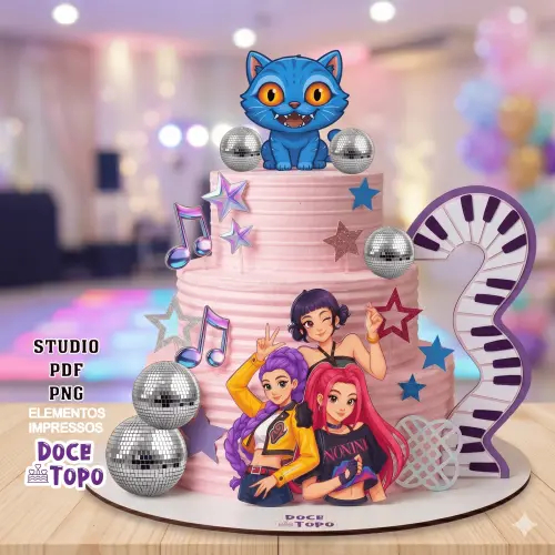 Topo de Bolo Guerreiras do K-Pop 15 Studio/PDF/PNG