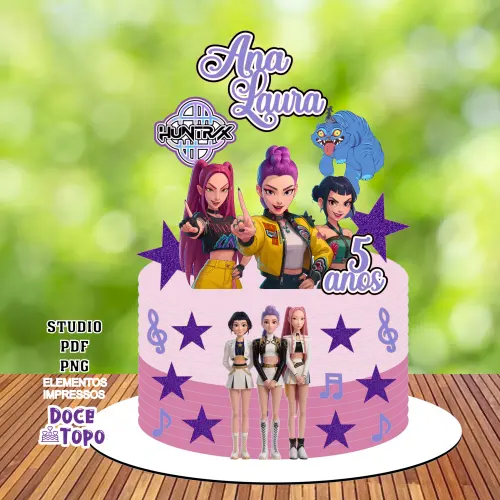 Topo de Bolo Guerreiras do K-Pop 16 Studio/PDF/PNG