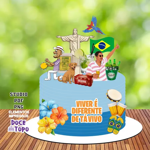 Topo de Bolo Brasilidades 02 Studio/PDF/PNG