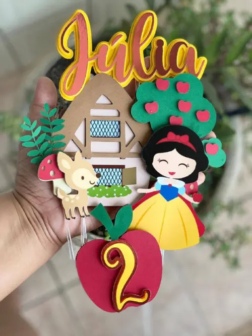 Topo de Bolo Branca de Neve 06 - Somente Studio