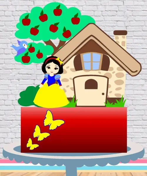 Topo de Bolo Branca de Neve 08 - Somente Studio