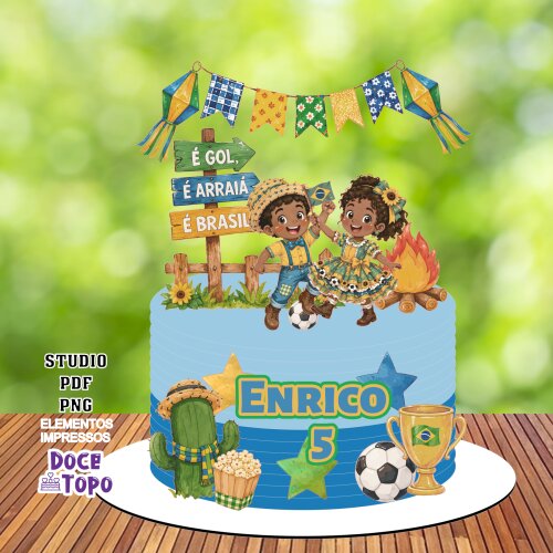 Topo de Bolo Festa Junina - Copa 2026 Studio/PDF/PNG