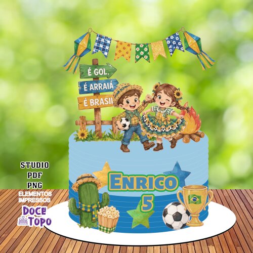 Topo de Bolo Festa Junina - Copa 2026 Studio/PDF/PNG