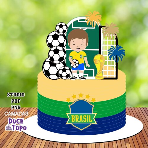 Topo de Bolo Futebol - Brasil 41 Copa Studio/PDF/PNG