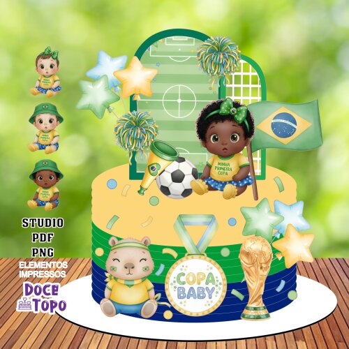 Topo de Bolo Futebol - Brasil 53 Copa Studio/PDF/PNG