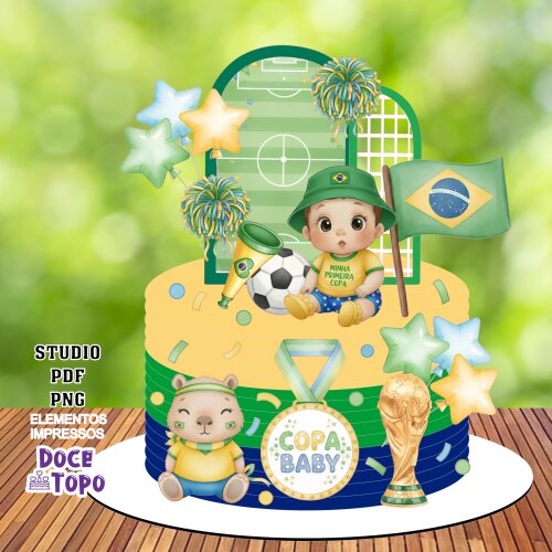 Topo de Bolo Futebol - Brasil 53 Copa Studio/PDF/PNG