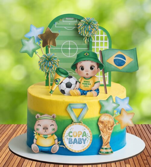 Topo de Bolo Futebol - Brasil 53 Copa Studio/PDF/PNG