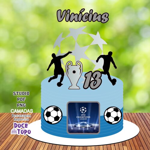 Topo de Bolo Futebol Champions Leage 01 Studio/PDF/PNG