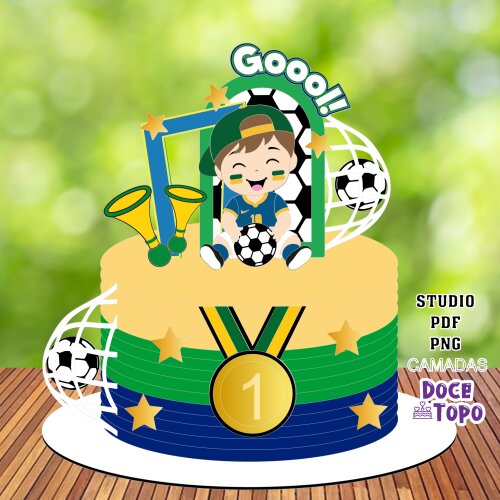 Topo de Bolo Futebol - Brasil 54 Copa Studio/PDF/PNG
