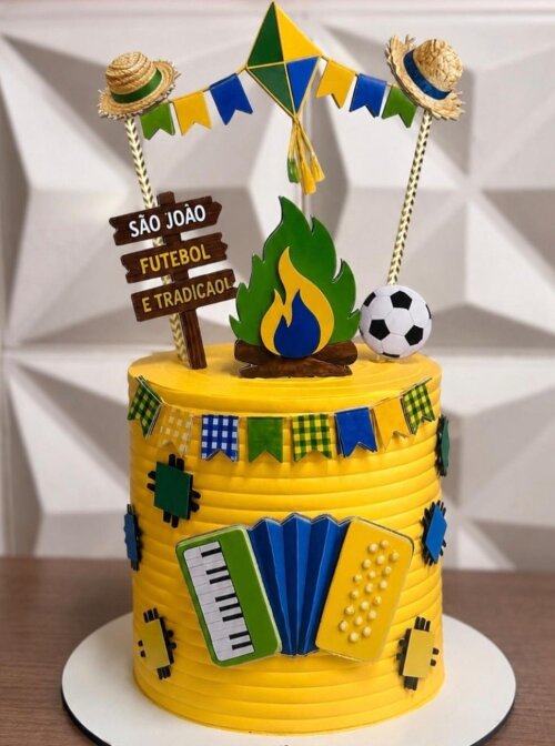 Topo de Bolo Festa Junina Copa do Mundo 2026 Somente Studio