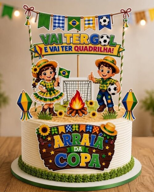 Topo de Bolo Festa Junina - Copa 2026 03 Studio/PDF/PNG